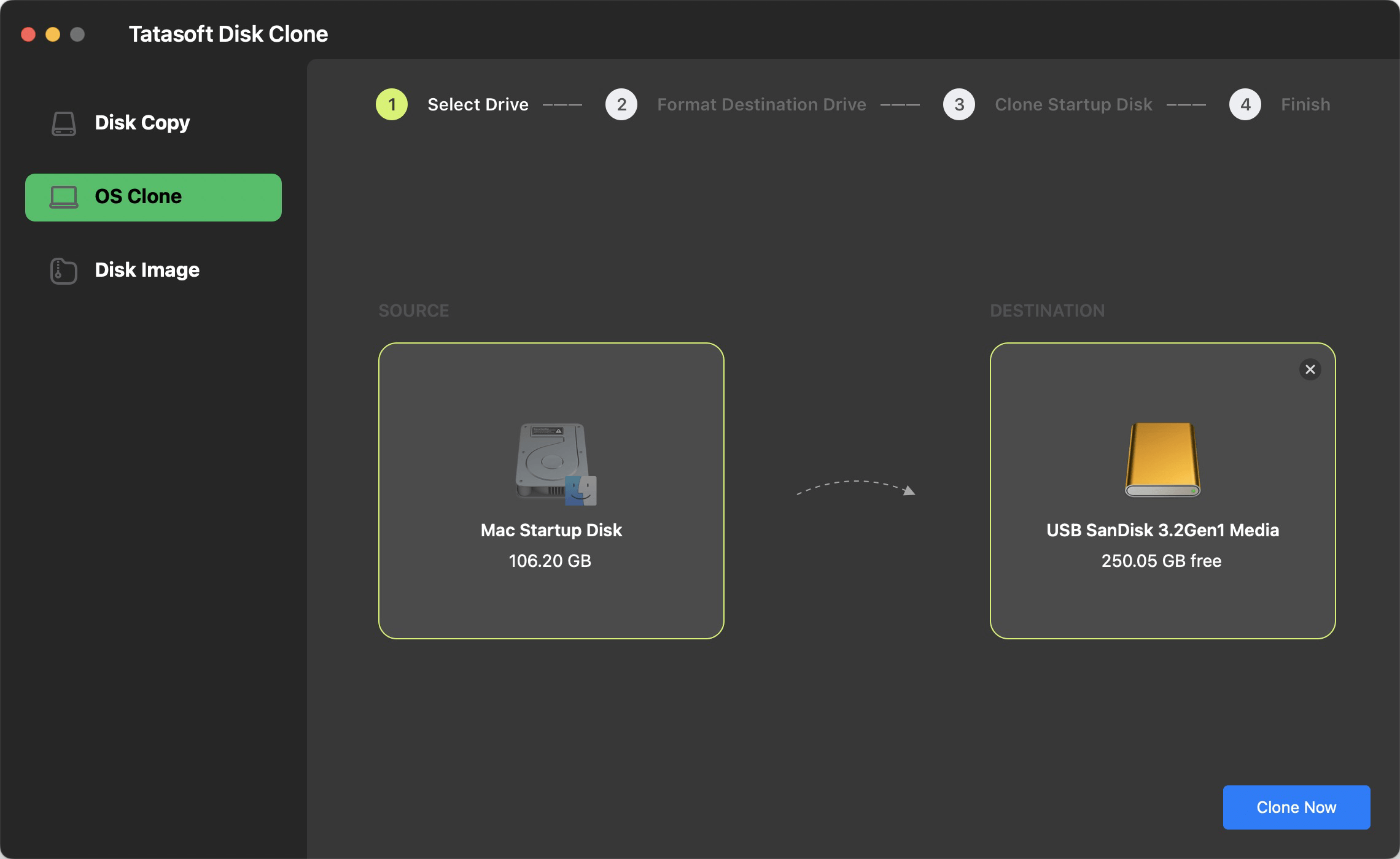 Select external drive to clone macOS 15 to