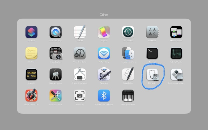 Open disk utility to clone a Mac OS drive