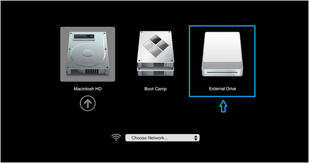 Select external SSD to boot
