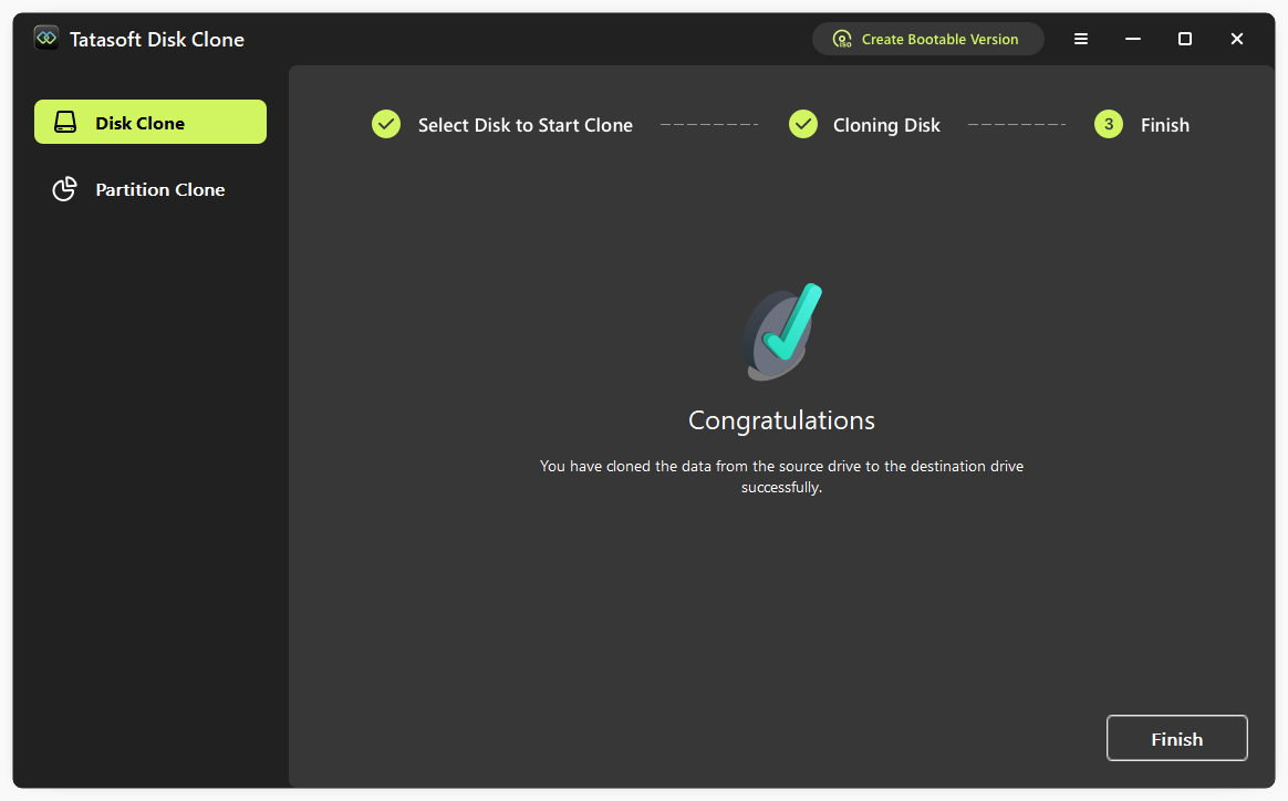 Finish to clone Windows 11 to new SSD