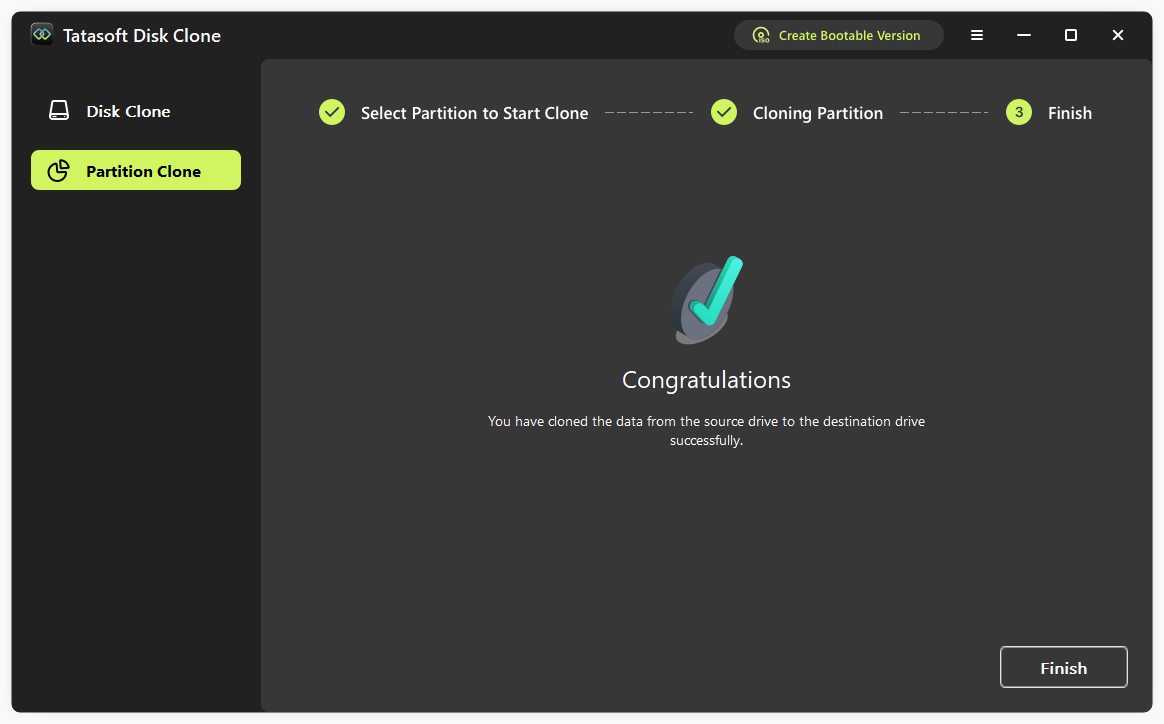 Check the copied files on destination partition