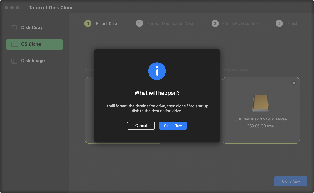 Begin to make a bootable clone of Mac