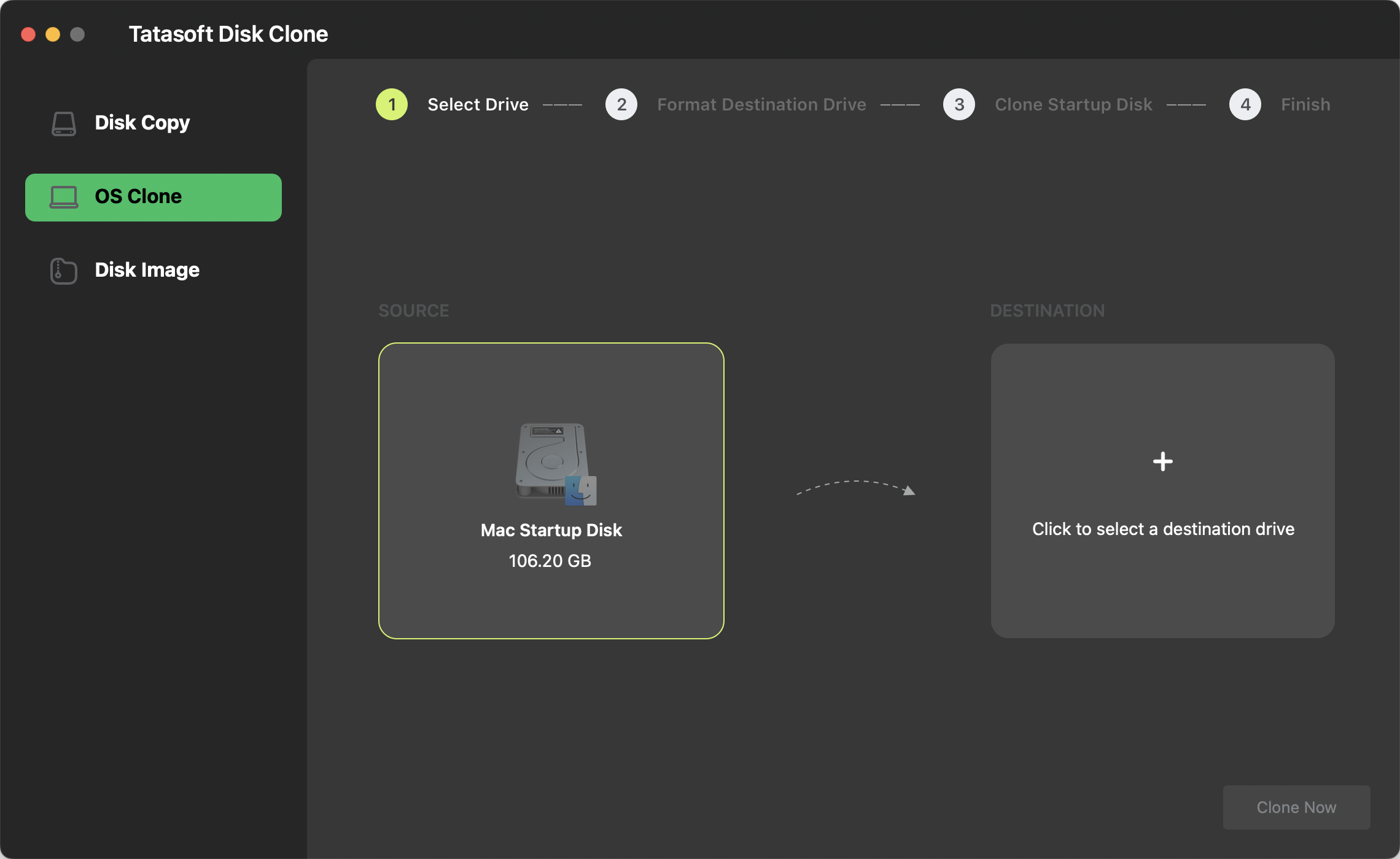 Select the external SSD to clone macOS to
