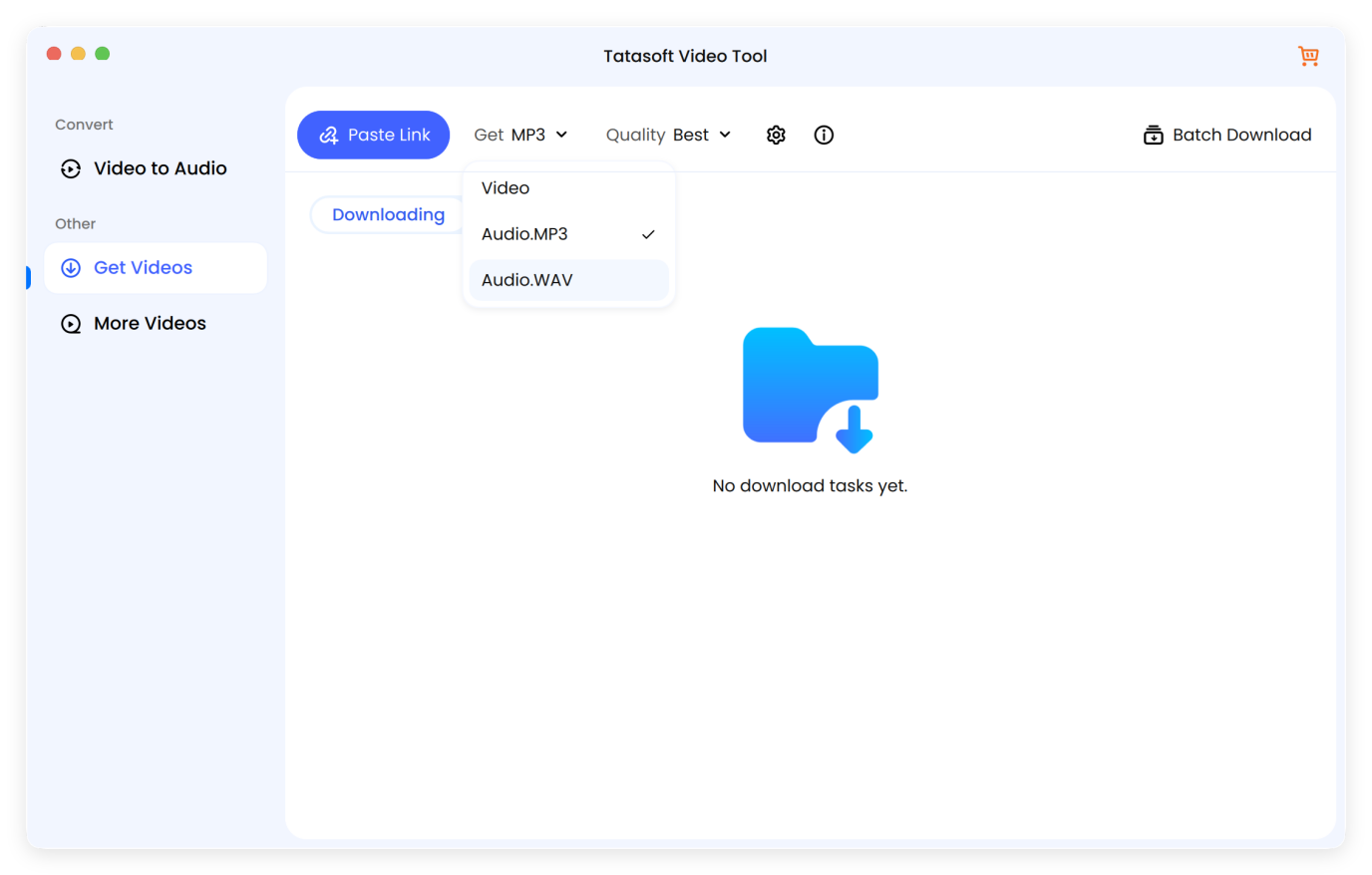 Select format for the YouTube music