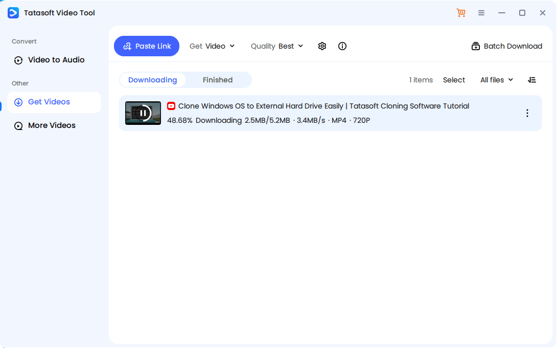 Paste YouTube Video URL and start downloading