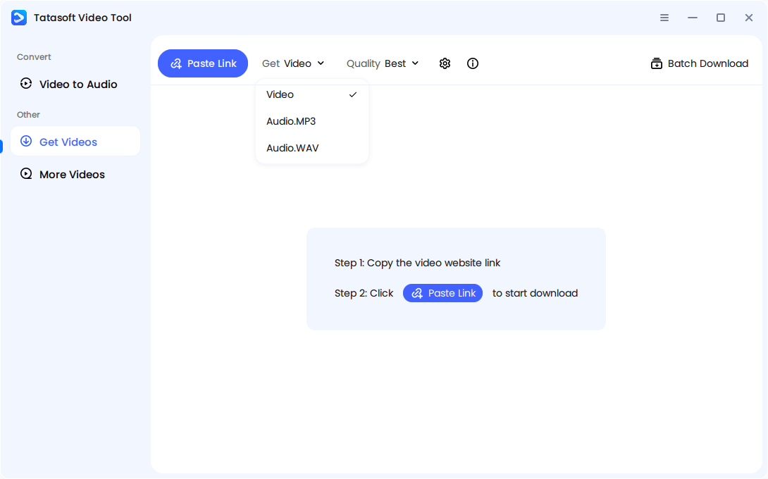 Select format and quality to download Pinterest videos