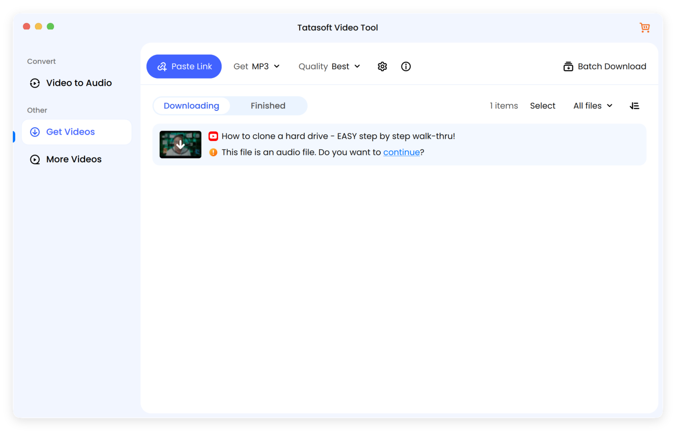 Confirm to download the music file