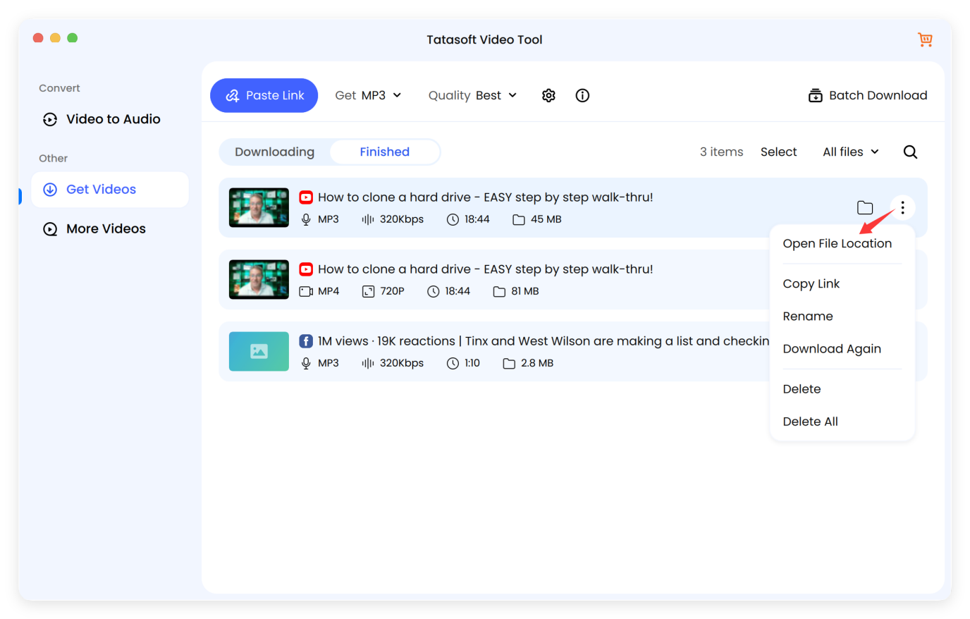 Access the downloaded music file