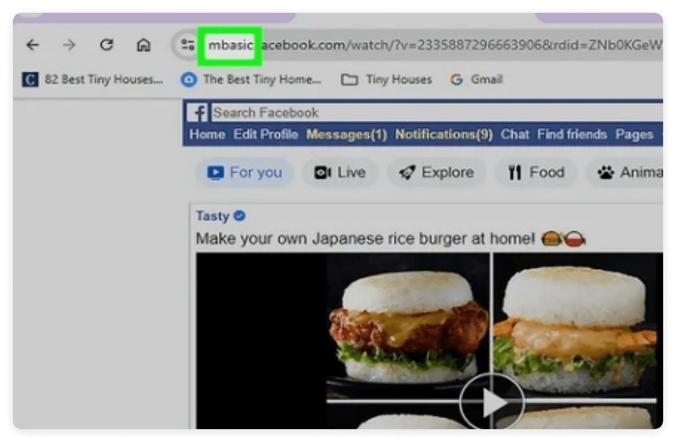 Replace Facebook video url with mbasic