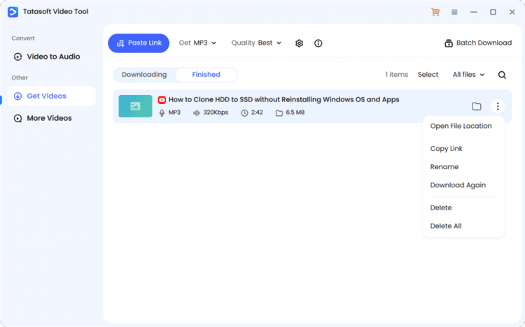 Access the converted Facebook MP3 files