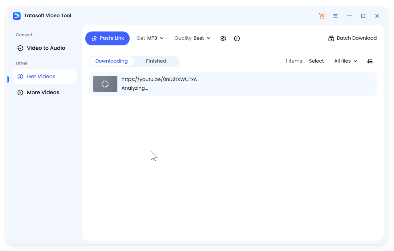 MP3に変換するためにYouTubeリンクを貼り付ける