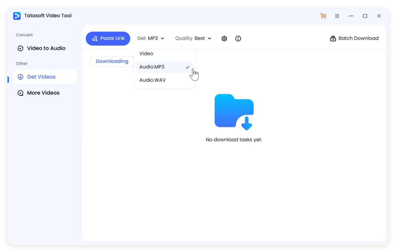 Select MP3 format to download video to MP3
