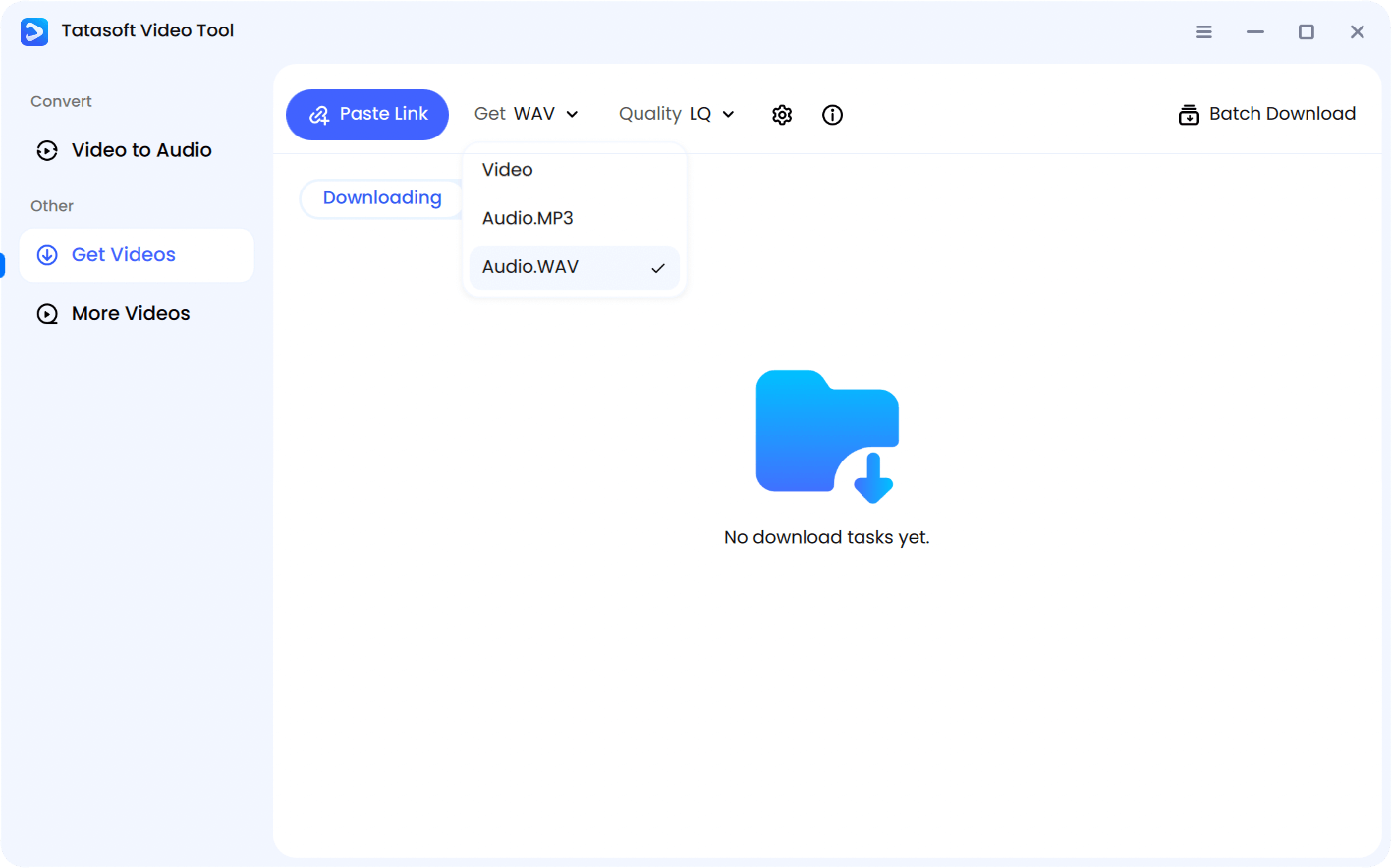 Choose download format and quality to convert YouTube to WAV