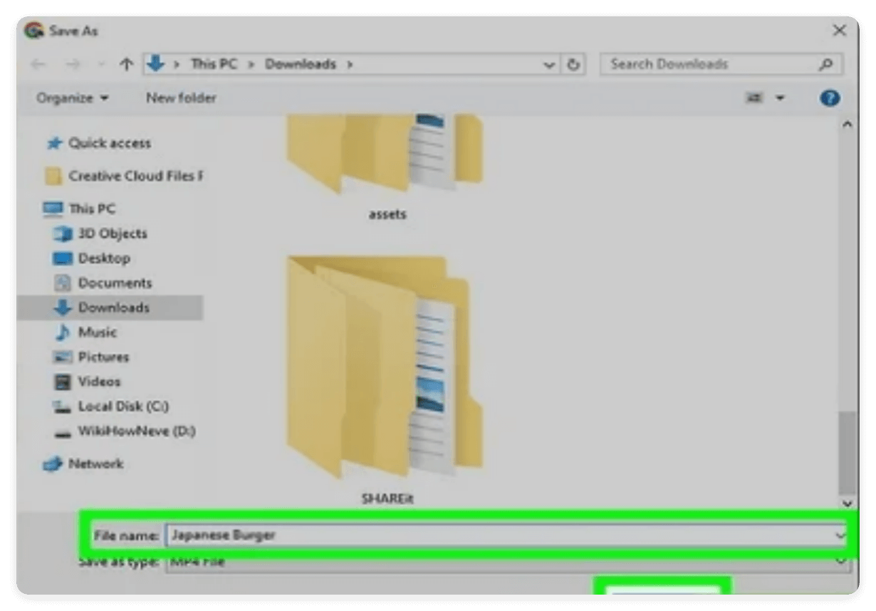 Select folder to download Facebook videos