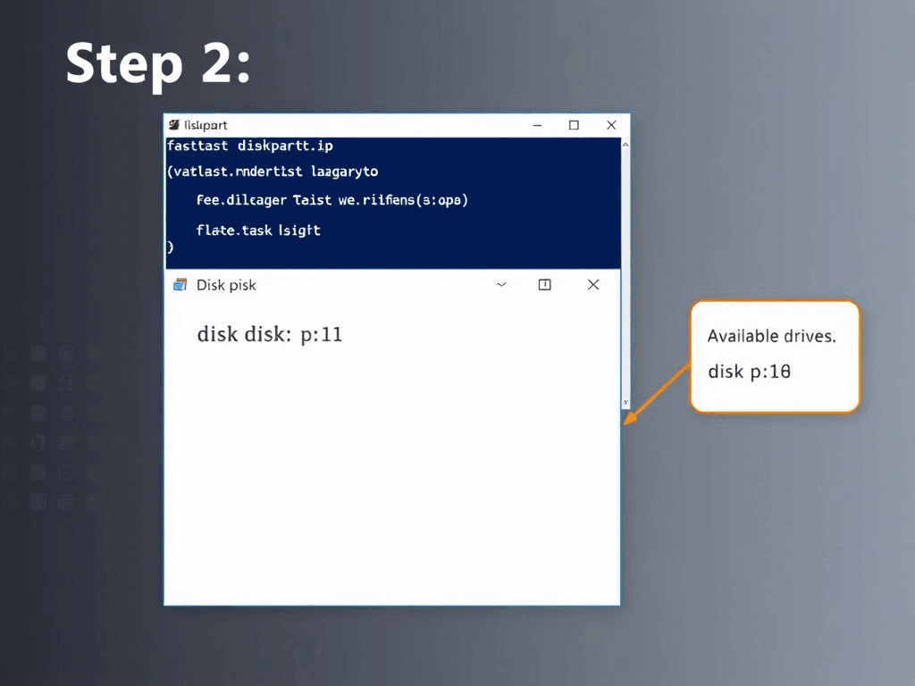 Command Prompt lists available drives