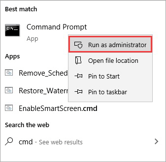 Open command as administrator to copy partitions